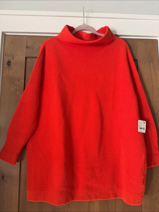 Free People Sweaters - FREE PEOPLE AUDACIOUS OTTOMAN SLOUCHY RIBBED TUNIC SWEATER Womens M Orange cozy